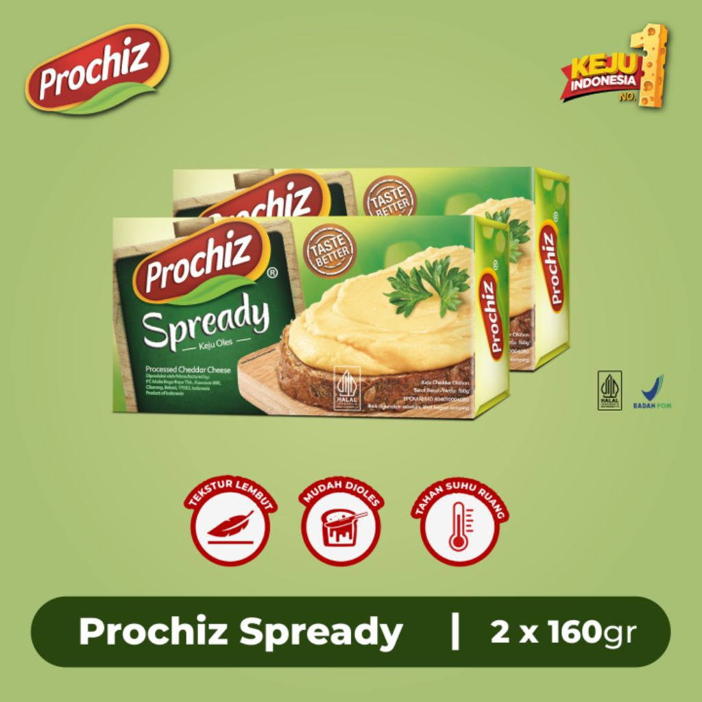 

Prochiz Keju Spready Cheddar Olahan Oles 2 x 160 g