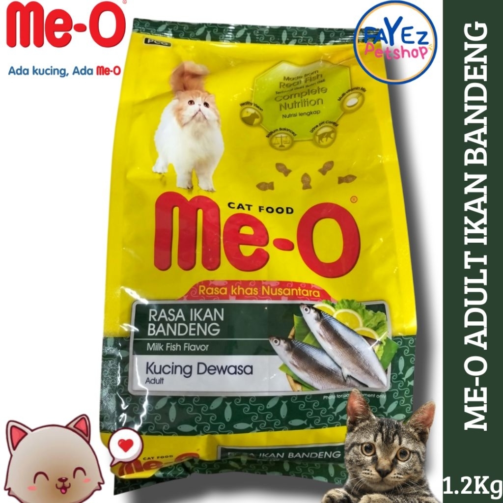 Meo ikan bandeng adult 1.2kg freshpack / Me-O ikan bandeng makan kering kucing dewasa diatas 1th