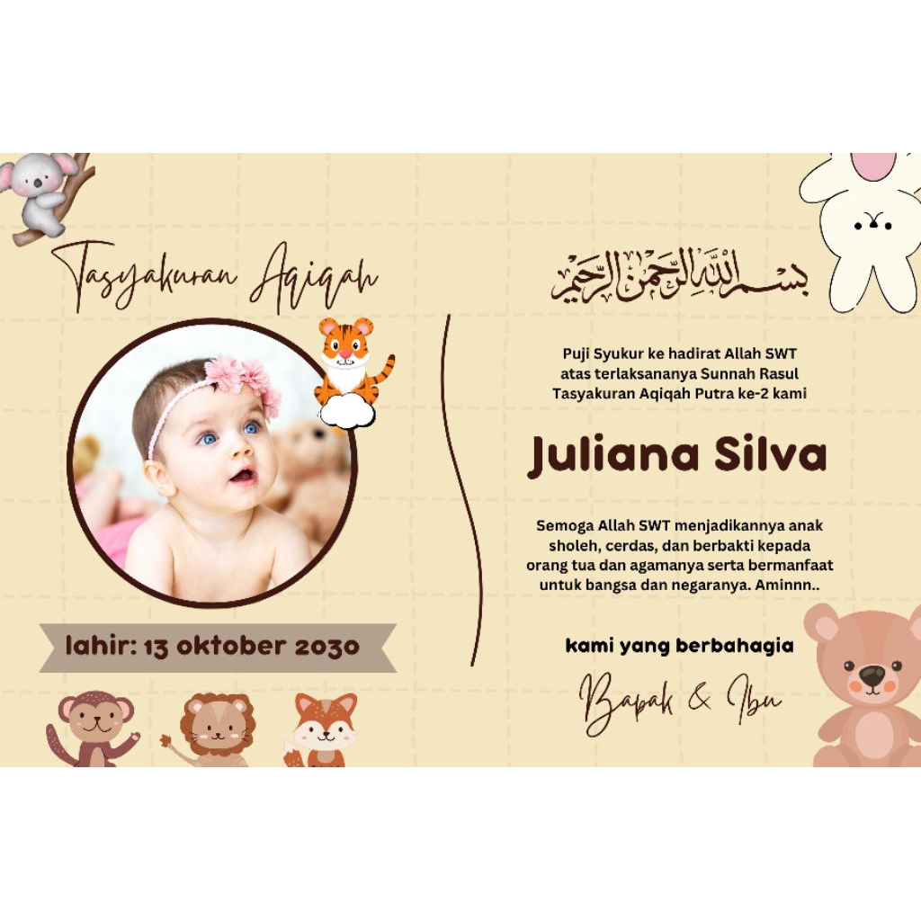 

Sticker Tasyakuran Aqiqah/Tasyakuran Kelahiran/Tasyakuran Puput Puseur/ Tasyakuran Puput Puser / 30 pcs ukuran 8x5 cmt