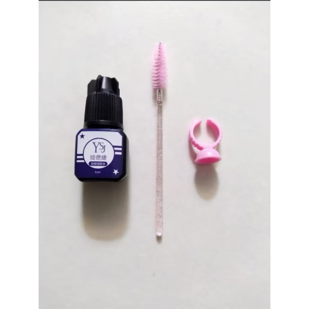 YSJ LEM TIDAK PERIH EYELASH EXTENSION PEMASANGAN SENDIRI LEM 5ml FREE BRUSH DAN RING