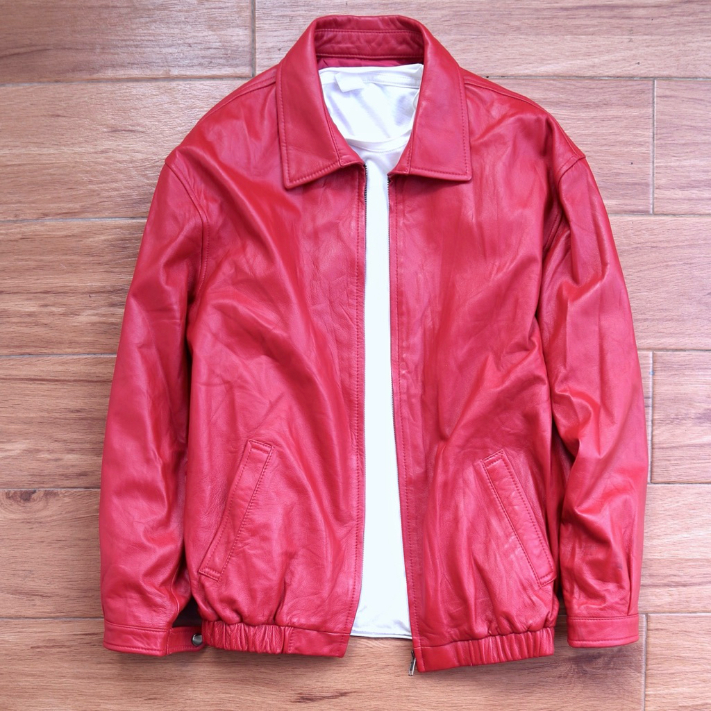 LEFT Oversize BOXY jaket kulit merah domba premium Jaket kulit asli bomber jumbo overfit cewek cowok