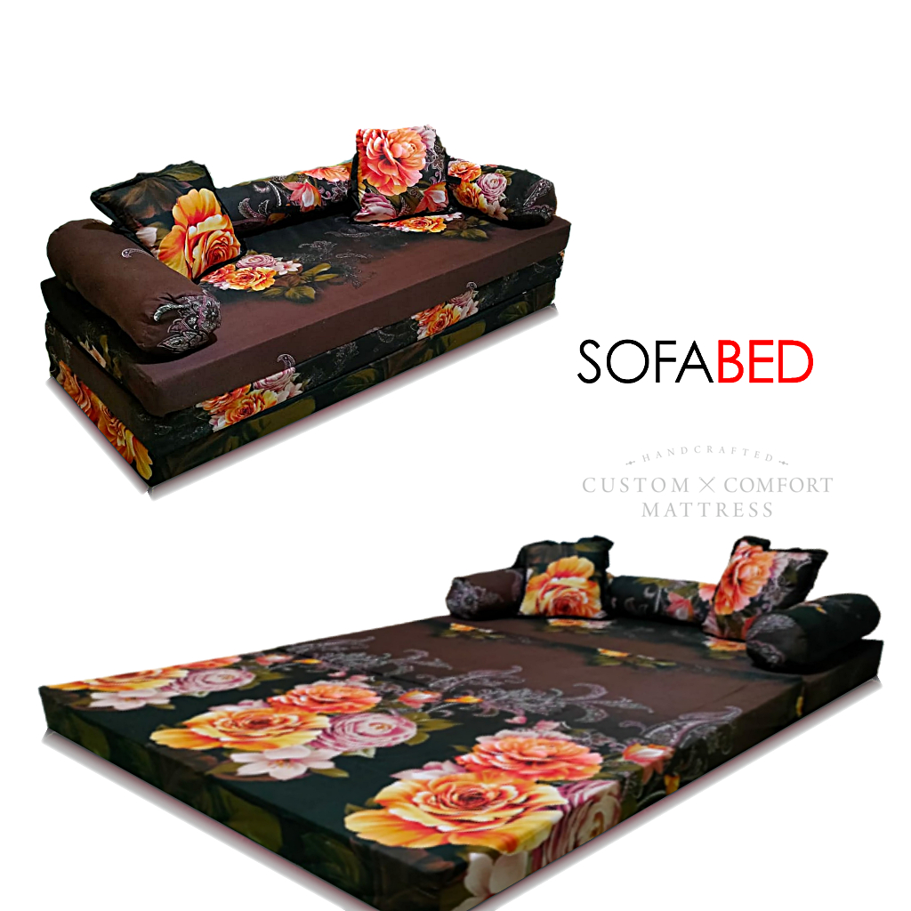 Sofa Bed Lipat Busa yellow dan Kasur busa Royal foam