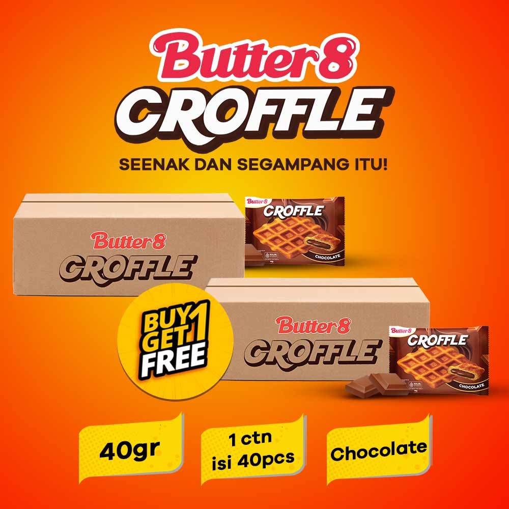 

[ BUTTER8 ] BELI 1 GRATIS 1 Croffle Chocolate – Snack Premium 40gr, Crispy & Lembut, Halal, Cocok untuk Sarapan & Ngemil