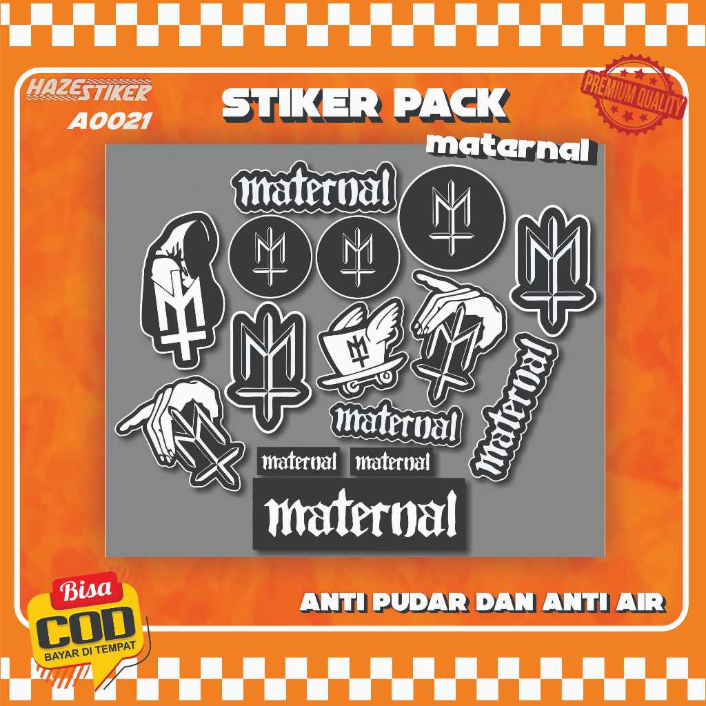 (17PCS) STIKER PACK BAND MATERNAL STIKER TEMPEL STIKER LOGO MATERNAL