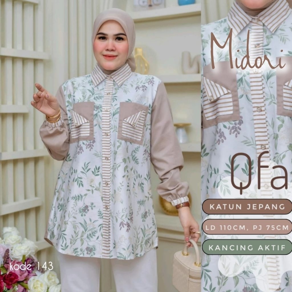 MIDORI TUNIK WANITA BAHAN KATUN JEPANG PREMIUM MOTIF BUNGA