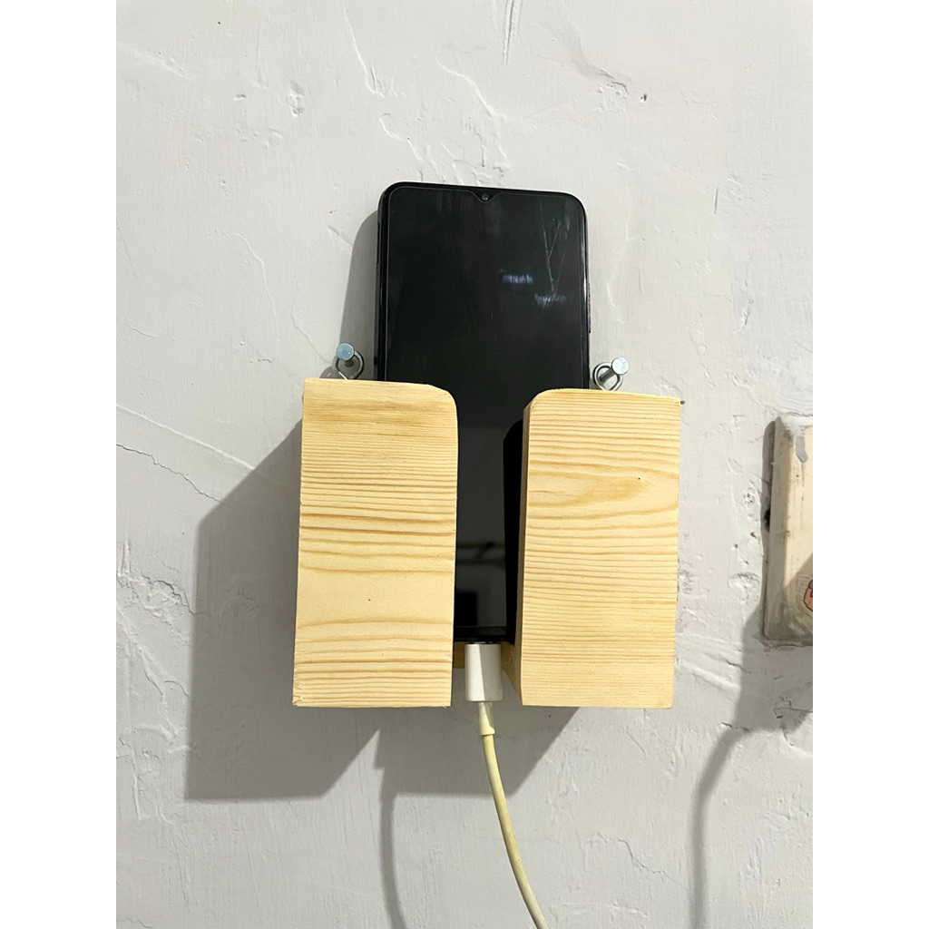 Tempat HP Dinding Kayu Estetik | Holder HP Minimalis | Dudukan HP Gantung