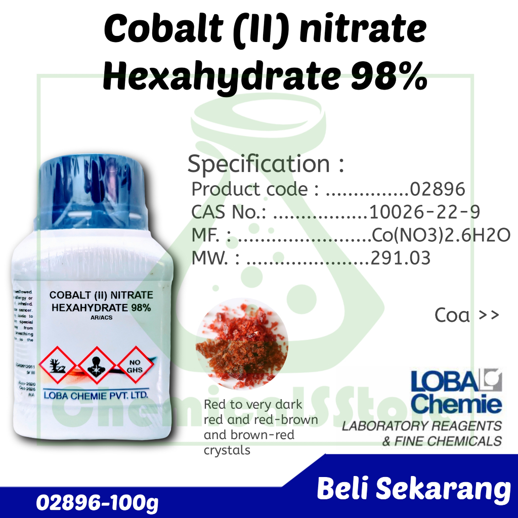 Cobalt II nitrat heksahidrat | AR Loba Chemie Repack 10g