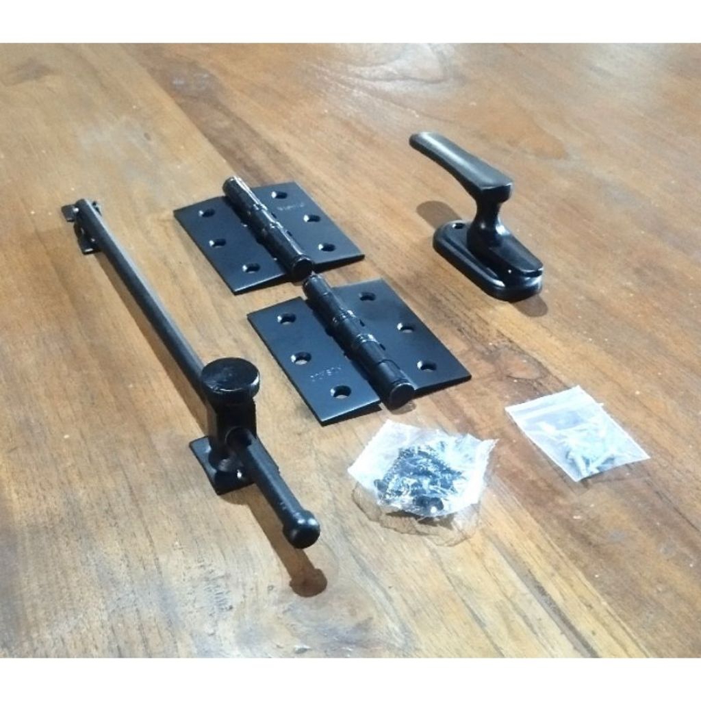 Set  jendela / set jendela black series / satu paket pasang jendela/ penahan jendela, pengunci jende