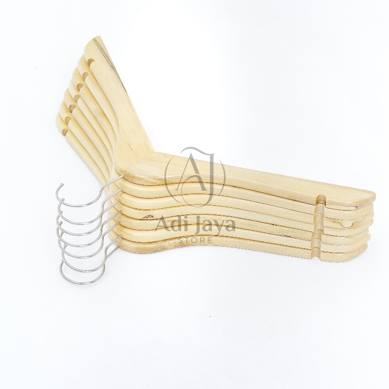 (12 PCS / 1 LUSIN) GRADE B - HANGER KAYU NATURAL MINOR DEFECT SALE REJECTED ADI JAYA