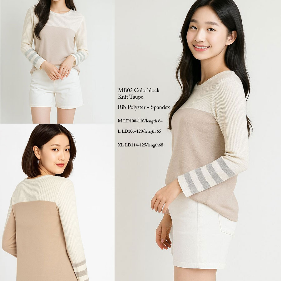 MAURICES 03 Colorblock Knit Taupe Top Baju Atasan Wanita Branded