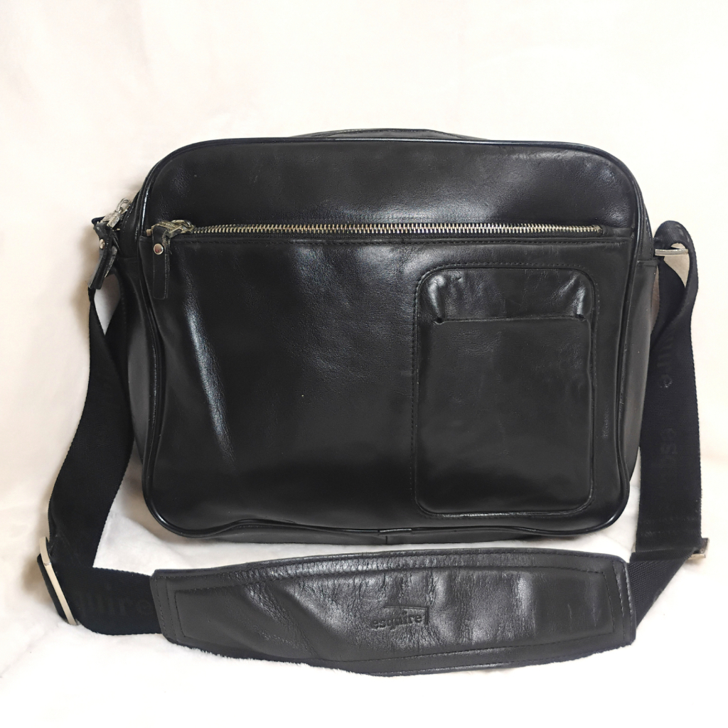 [PRELOVED] Tas kulit asli Kulas Sling bag Slempang Pria laki Hitam Original Brand Esquire