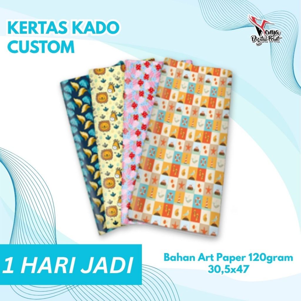 

Kertas Kado Custom Wajah Foto Nama Art Paper Custom Murah