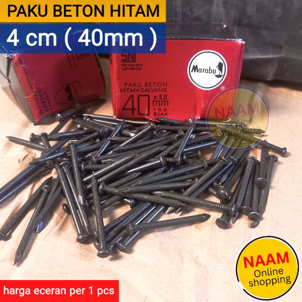 (40 MM) PAKU BETON HITAM 4CM - PAKU BETON BAJA HITAM 4 CM - PAKU BETON PANJANG 40MM