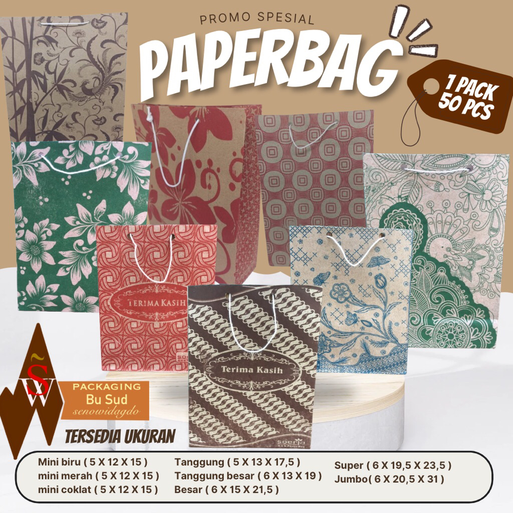 

PROMO GROSIR- Termurah di shopee HARGA PABRIK DISKON BESAR!!! Tas Kertas isi 50pcs wadah snack batik paper bag syukuran hajatan Tas Kertas Snack Mini, tanggung, besar, super, jumbo