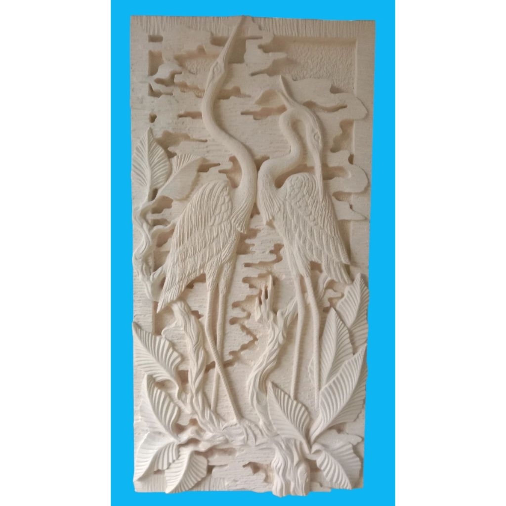 ukiran batu alam hiasan dinding motif burung