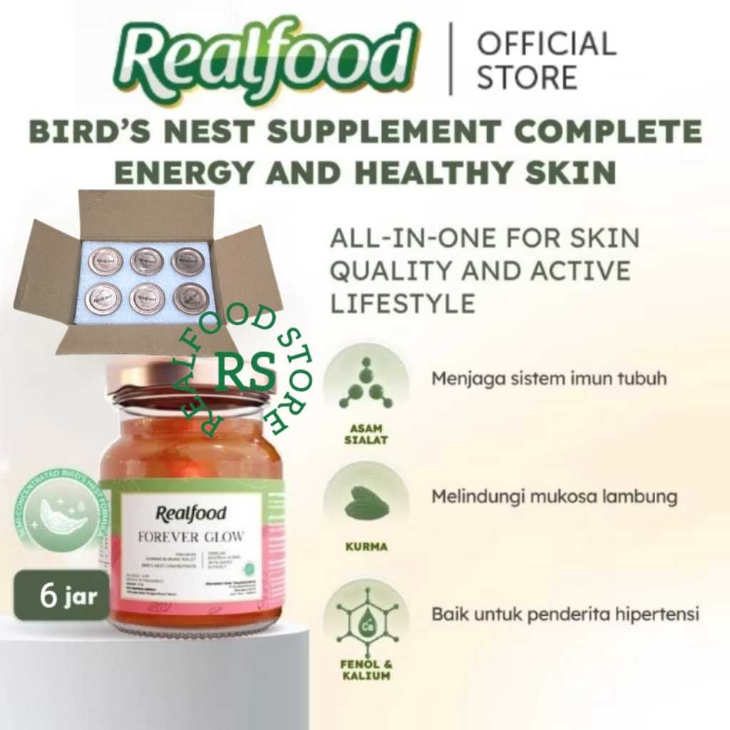 

Realfood Forever Glow 6 Jar Semi Concentrated Box Polos Gift | Minuman Sarang Burung Walet Siap Konsumsi
