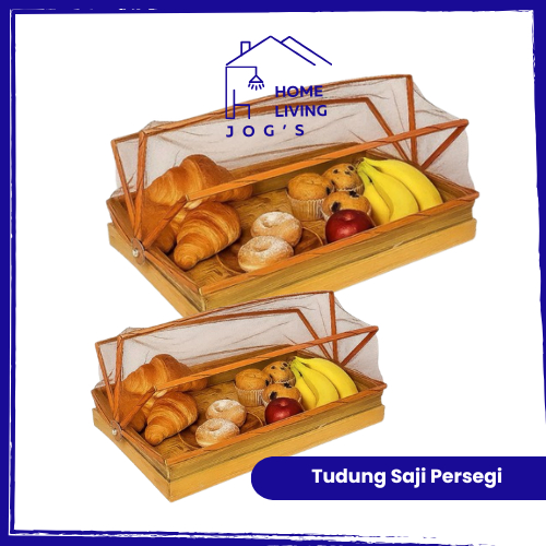 Tudung Saji Persegi Bambu / Wadah Penutup Makanan Anyaman Bambu / Tempat Snack Dengan Tutup