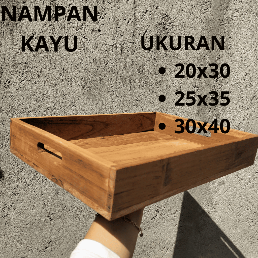 Nampan Kayu Jati / Baki Kayu Jati / Loyang Kayu Jati Persegi Panjang Ukuran 20x30cm
