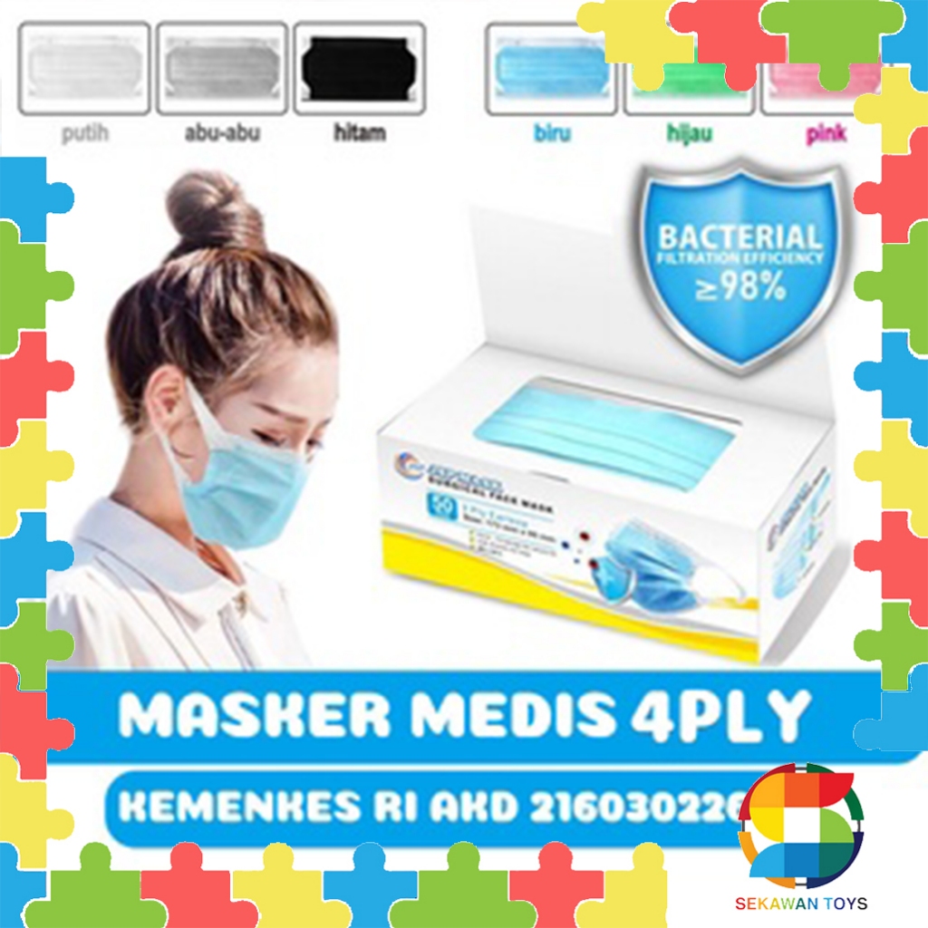 Masker Medis 3PLY/ Masker Medis JSP/ JSP Mask Isi 50Pcs SM16