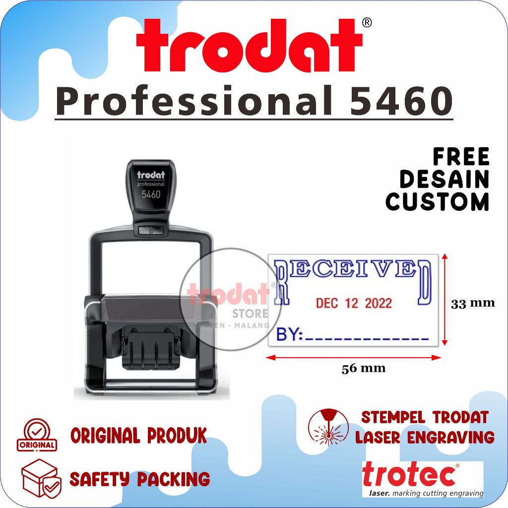 

STEMPEL TRODAT PROFESSIONAL 5460 DATER SELF - INKING ( 49 x 28 mm ) FREE DESAIN
