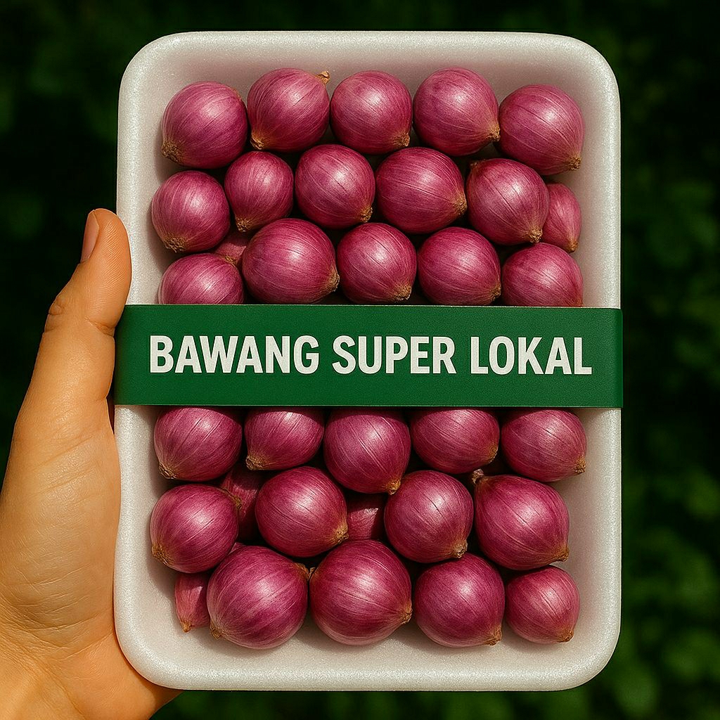 

Bawang Merah Lokal Super — Fresh, Higienis, Kemasan Styrofoam Aman