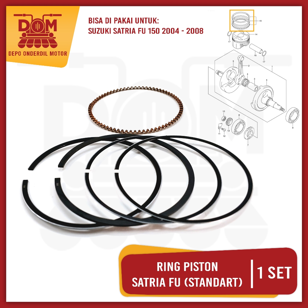 Ring Piston Set Satria FU 150 Standart (PSP) Piston Ring Kit Seker Seher OS STD 0 SUZUKI Satria FU