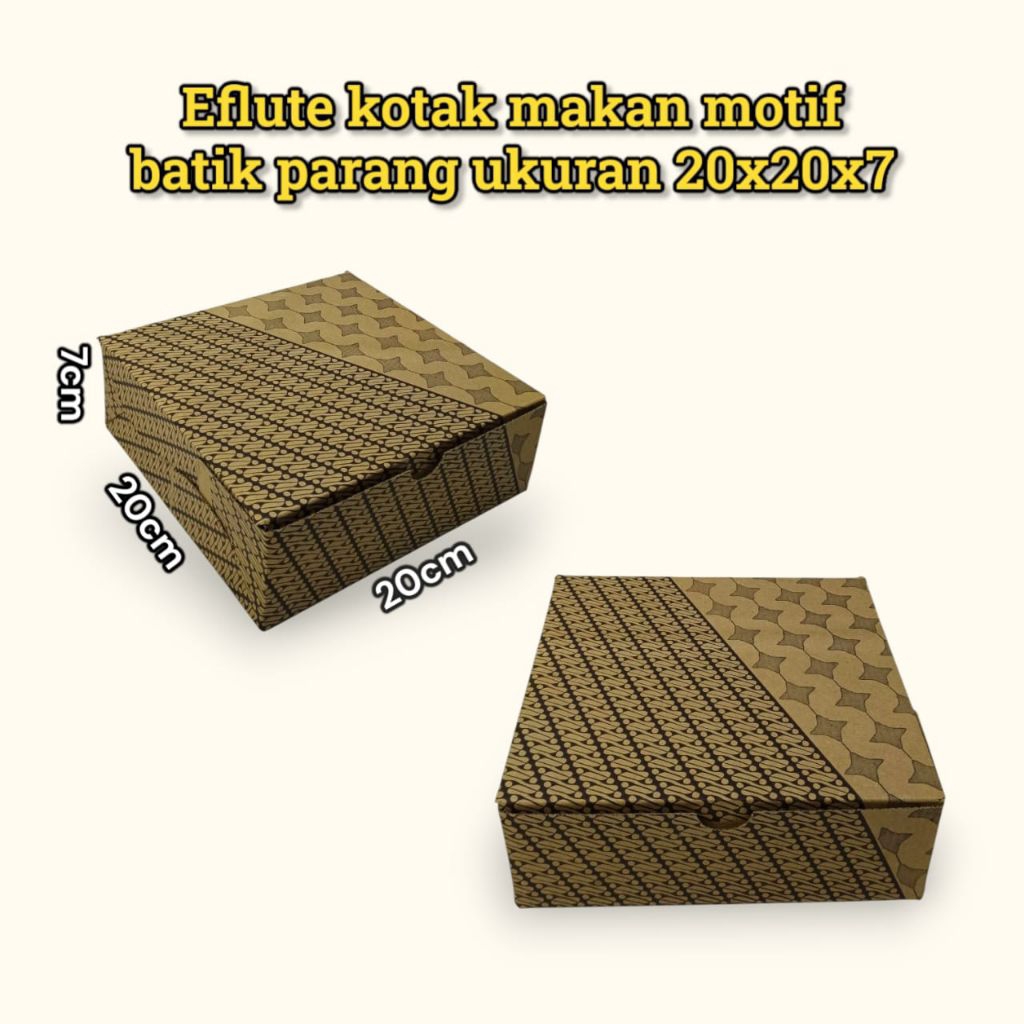 

Box eflute kotak makan motif batik parang ukuran 20x20x7 (isi 100pcs)