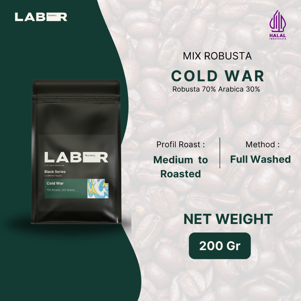 

LABR Cold War Kopi Espresso Blend Robusta Arabica 30% Robusta 70% 200g