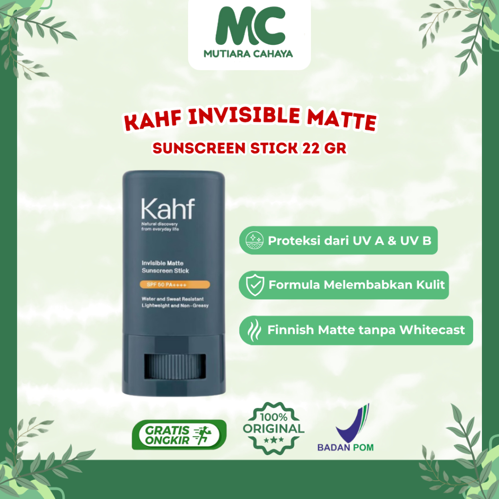 MC Official - Kahf Invisible Matte Sunscreen Stick 22 gr | Kahf Sunscreen Pria Stick / Sunscreen Mat