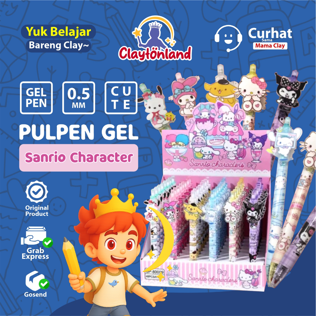 

1 Pcs Pulpen Gel Cetek Fancy Sanrio Karakter Lucu