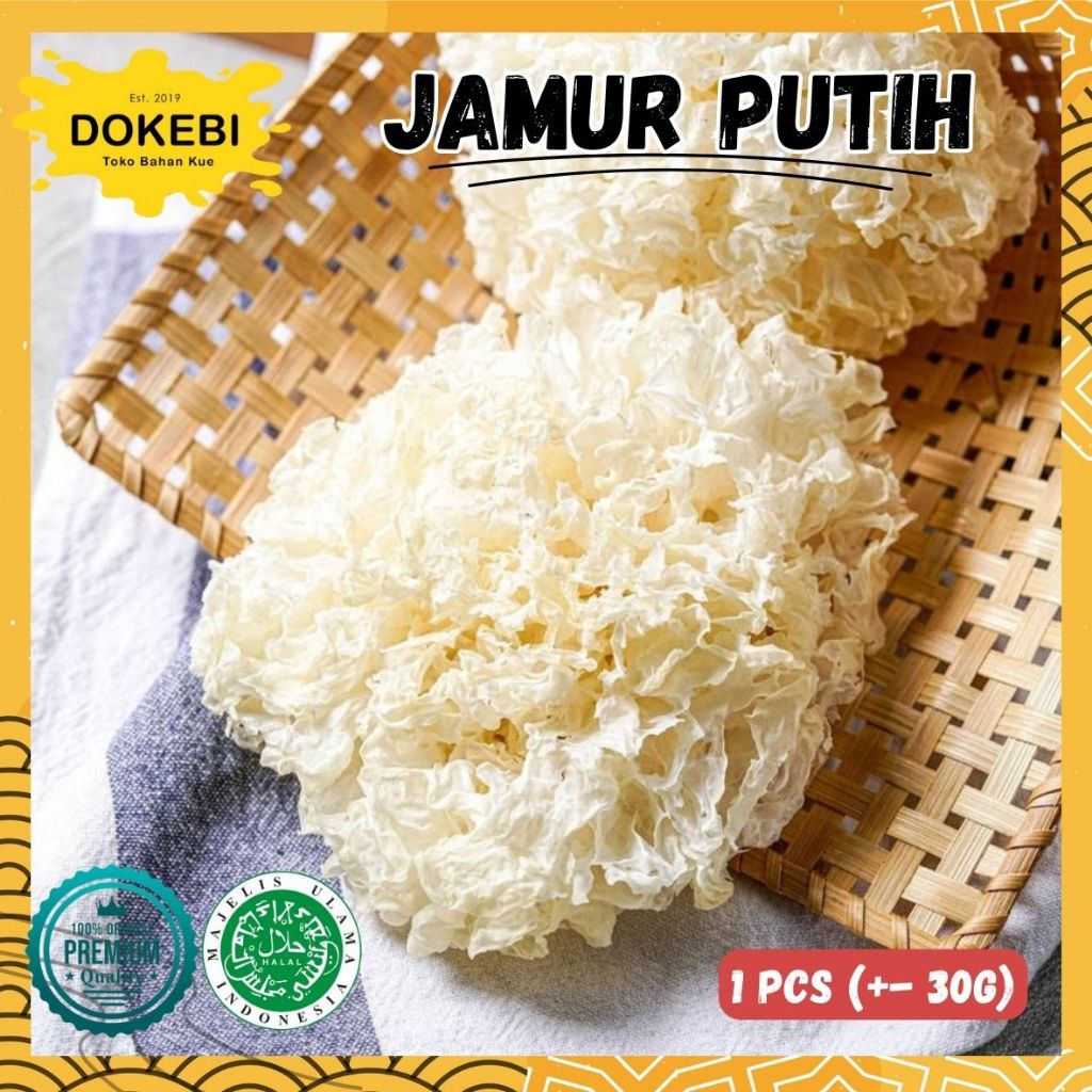 

1 biji (+-30g) 1 PCS Jamur Es Super/ Jamur Salju Snow White Fungus Putih Kering Yin Er Bai Mu Er