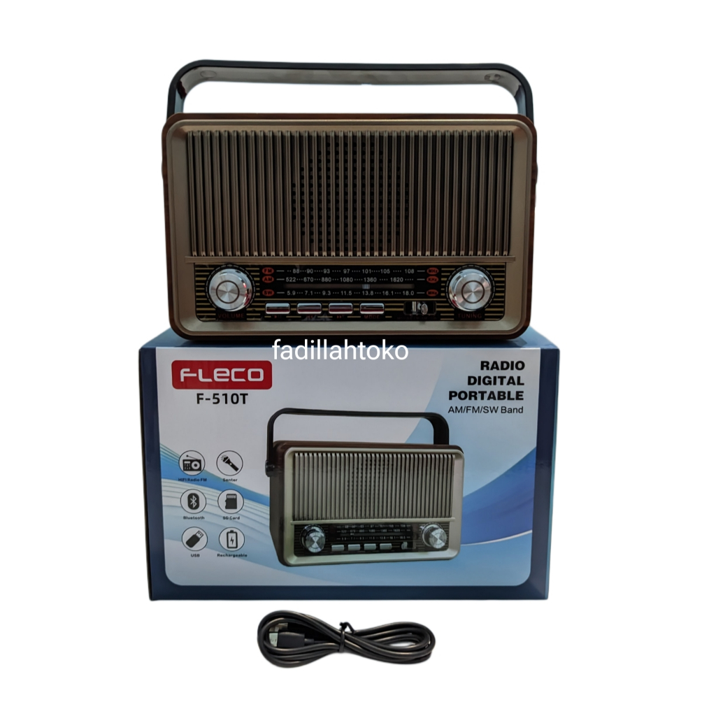 Radio Digital/Fleco Radio Digital Portable F-510T AM/FM/SW Band/Radio FM/AM/SW Speaker Portable Blue