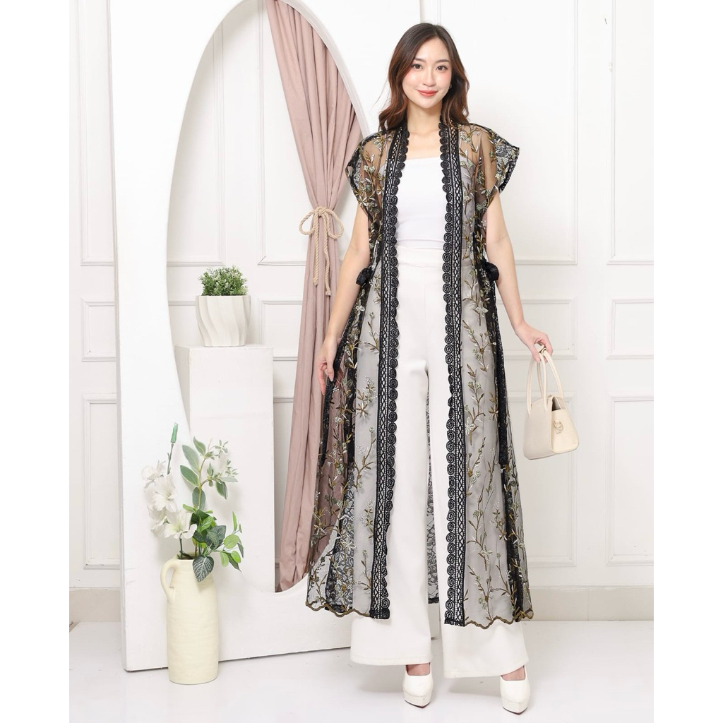 Oxoro Outer Brukat Cardigan Panjang | Atasan Wanita | Outer Brukat | Kardigan |