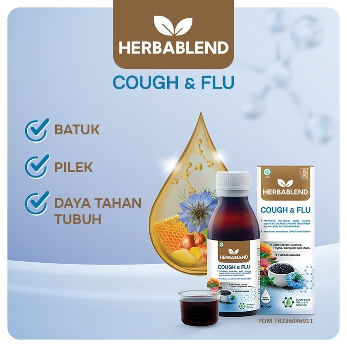 Herbablend Herbal Cough & Flu Syrup 100ml obat batuk ibu dan anak premium