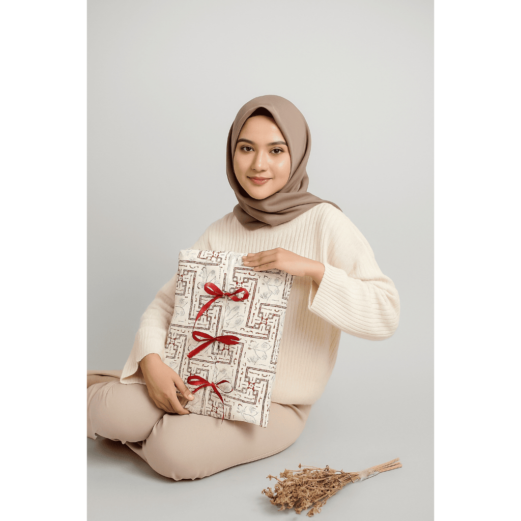 Vest Batik Modern Bowy Merah Putih Tanpa Lengan COD