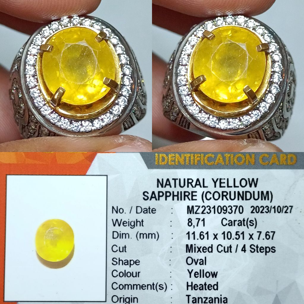 NATURAL YELLOW SAPPHIRE HEATED BIGSIZE KGL LAB