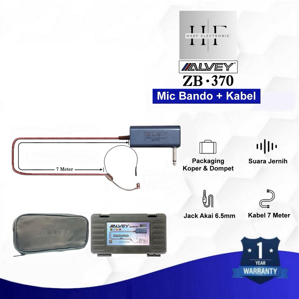 Mic Bando ALVEY ZB-370 Mic Bando + Kabel 7 M Transparan Mic Ceramah Mic Rapat HF_Electronic