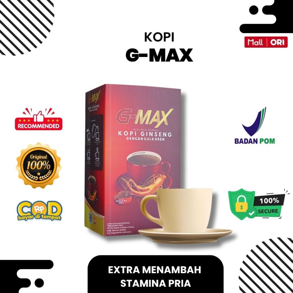 

Kopi Gmax BPOM Minuman Kopi Stamina Pria Tahan Lama Original 100% Extra Ginseng & Gula Aren