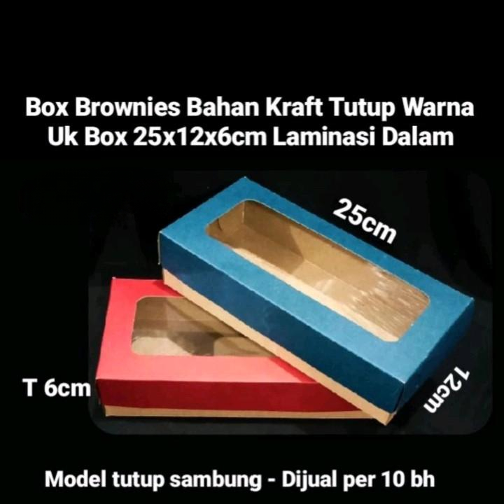 

Box Brwonies Bahan Kraft Tutup Warna Box Laminasi Dalam Ukuran 25x12x6cm Isi 10 Pcs