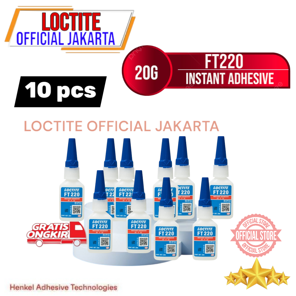 ( 10 pcs ) LOCTITE LEM FT220 FT 220 Lem Sepatu Loctite FT-220 Instant Adhesive 20g Lem Super Kuat