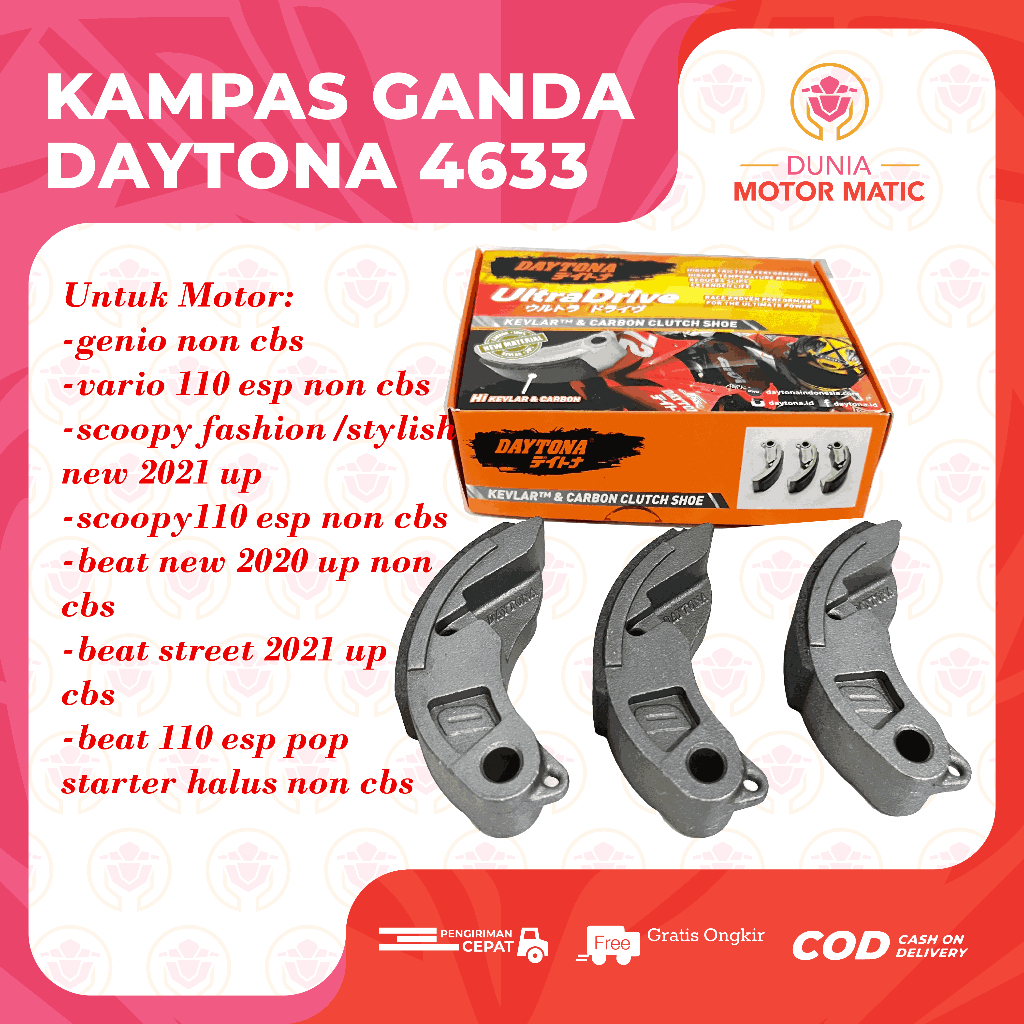 Kampas Ganda Koplin DAYTONA Beat Pop/Esp-K44-2014-2018, Beat Deluxe, Beat Street 2016-2019 CW, Beat 