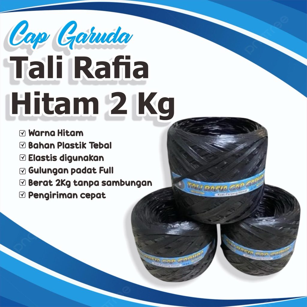 

Tali Rafia Hitam 2 kg full Original | Cap Garuda