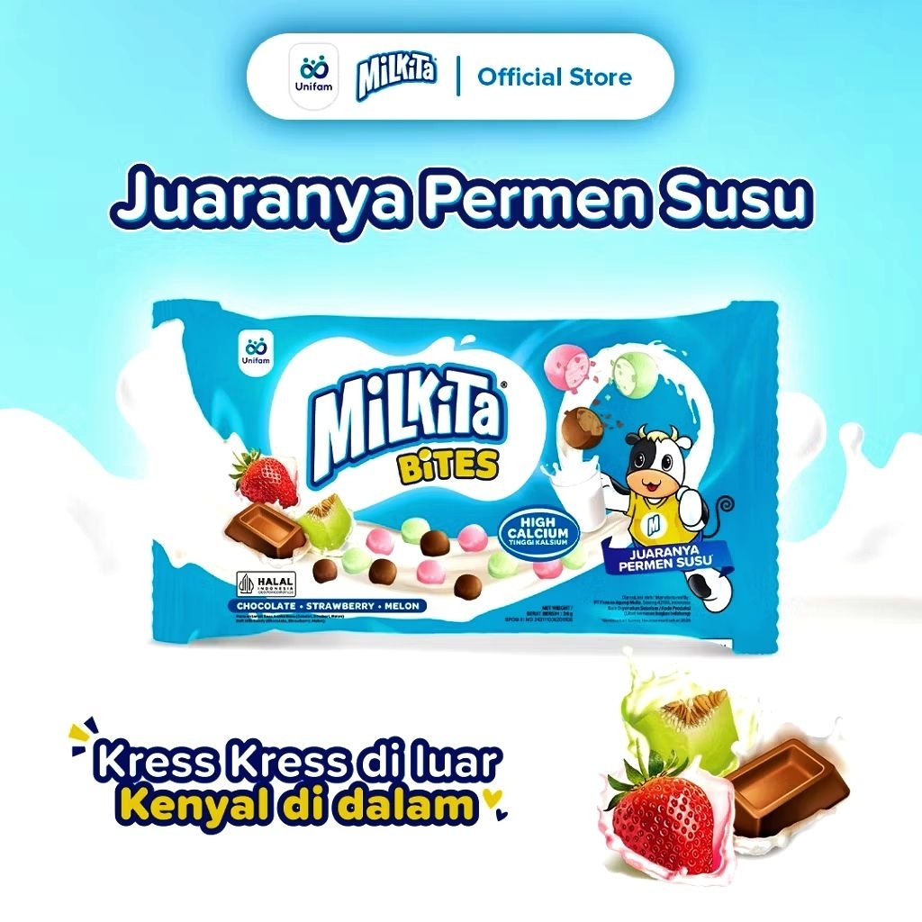 

Milkita BITES permen susu 1 pac isi 15 butir