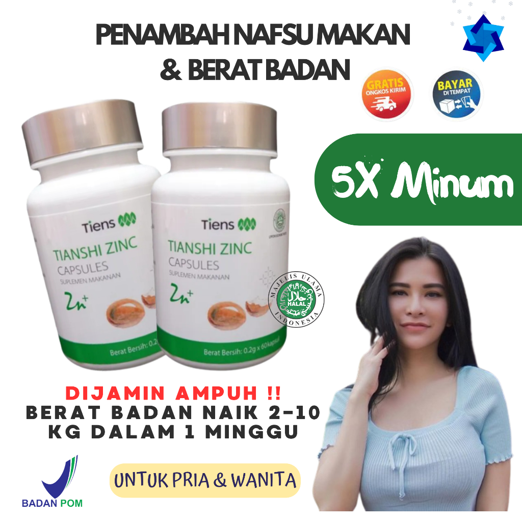 Zinc Tiens Vitamin Penambah Nafsu Makan Lebih Ampuh Meningkatkan Nafsu Makan Anak Isi 5 Kapsul