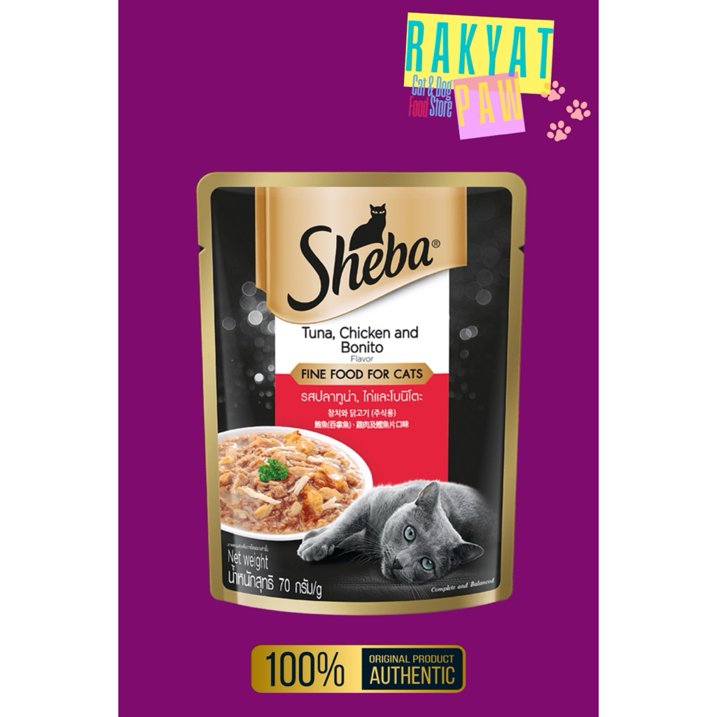 Makanan Kucing Sheba Premium SHEBA Tuna&Chicken with Bonito dan Chicken with Tuna in Gravy 70gr