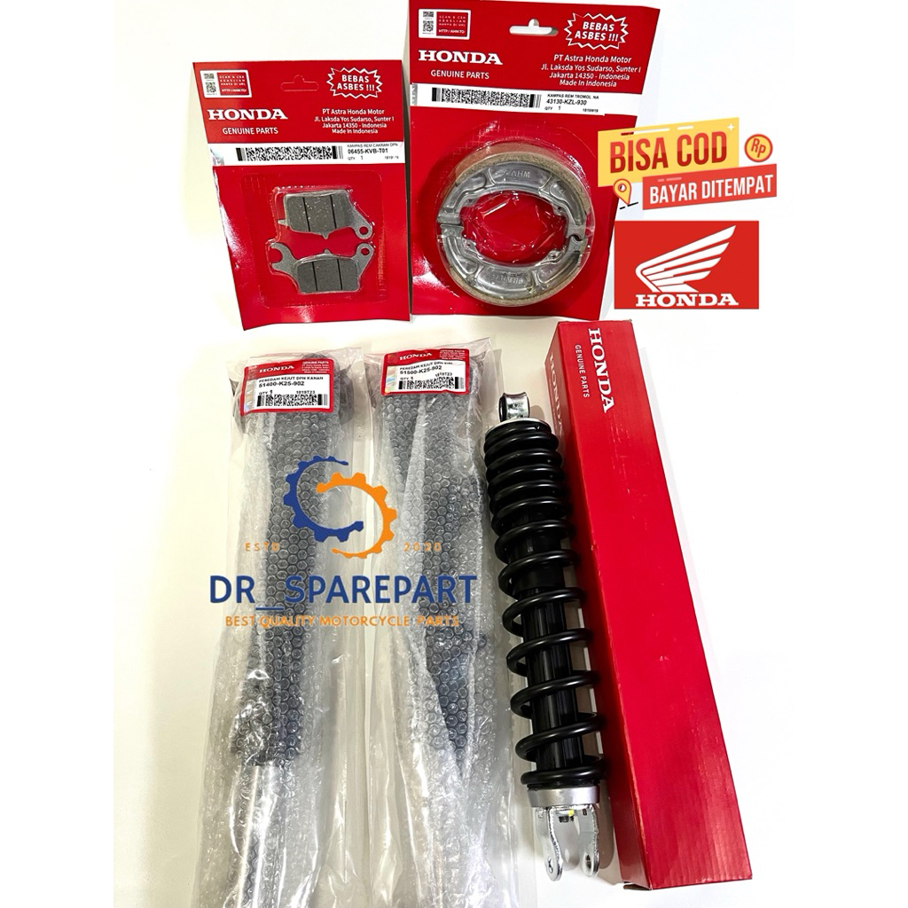 {COD} PAKET LENGKAP AS SHOCK + TABUNG DEPAN SEPASANG + SHOCKBREAKER BELAKANG + KAMPAS REM DEPAN & KA