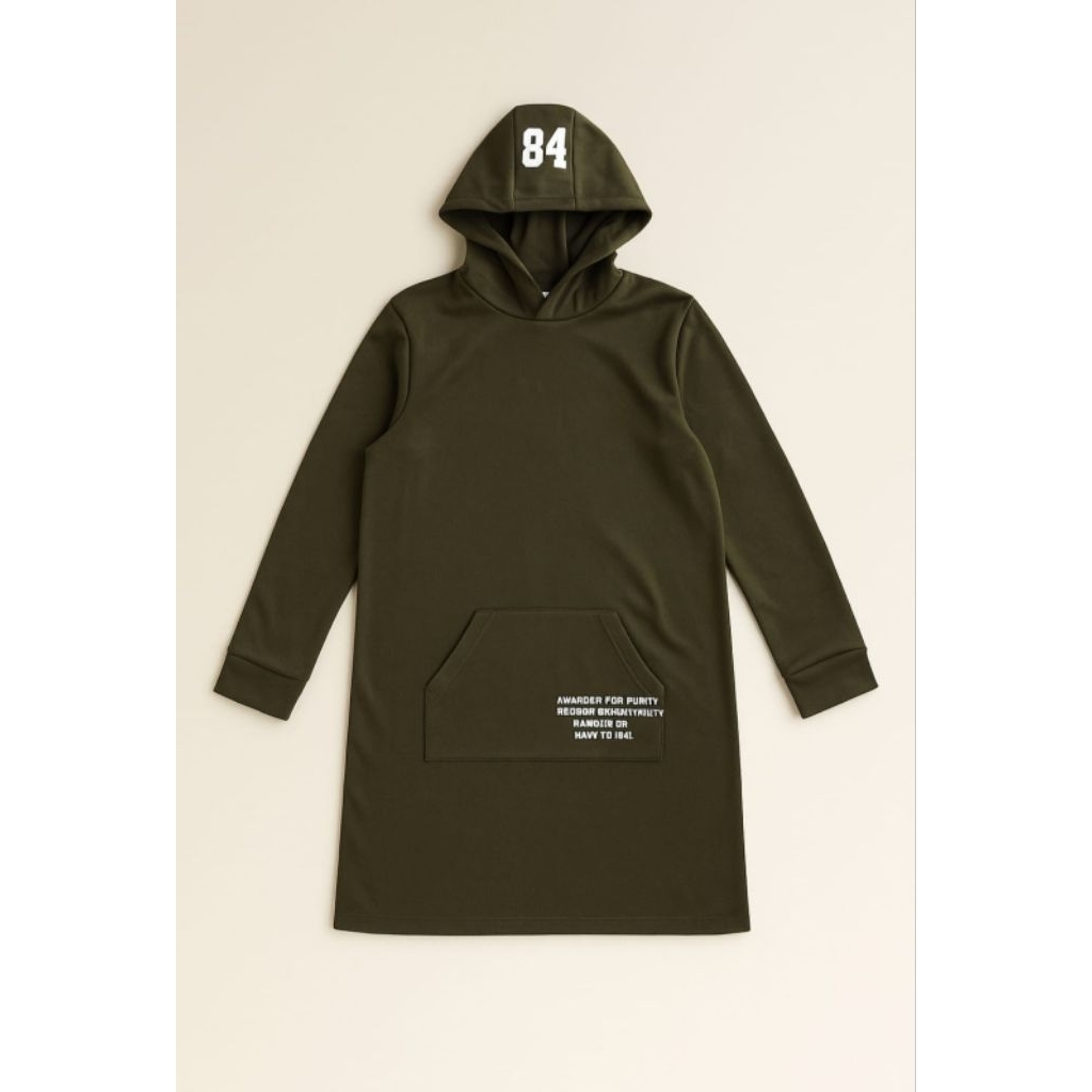 Preloved Mini Dress Hoodie wanita kekinian -Army Casual Look
