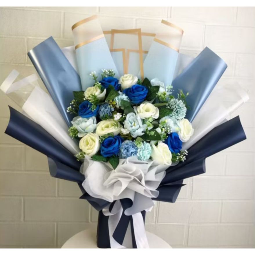 premium navyblue bouquet artificial / bunga wisuda /anniversary / buket tunangan / florist bogor / t
