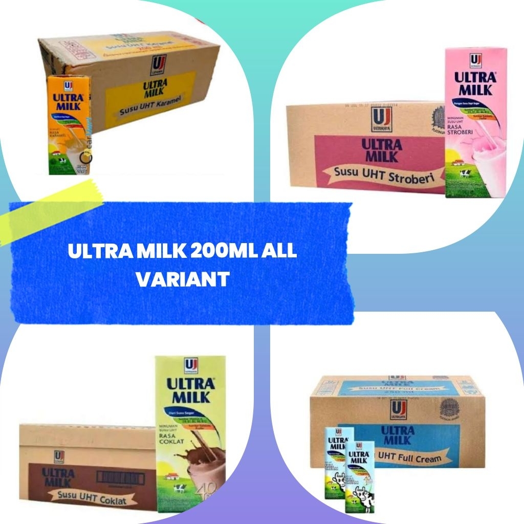 

Ultra Milk | Susu UHT Kotak | 200 ml x 24 PCS | All Variant | 1 dus isi 24 PCS