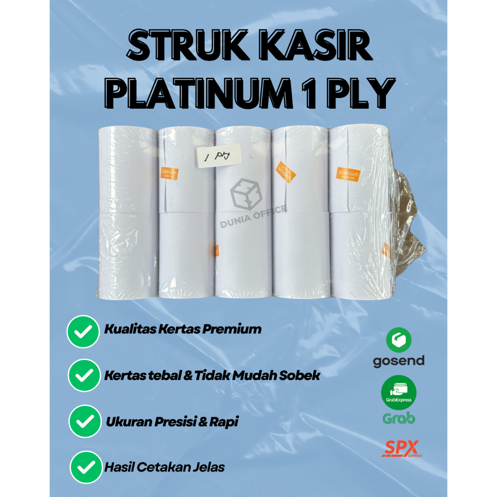 

Kertas Struk Kasir HVS 1PLY 75 x 60 Merk PLATINUM